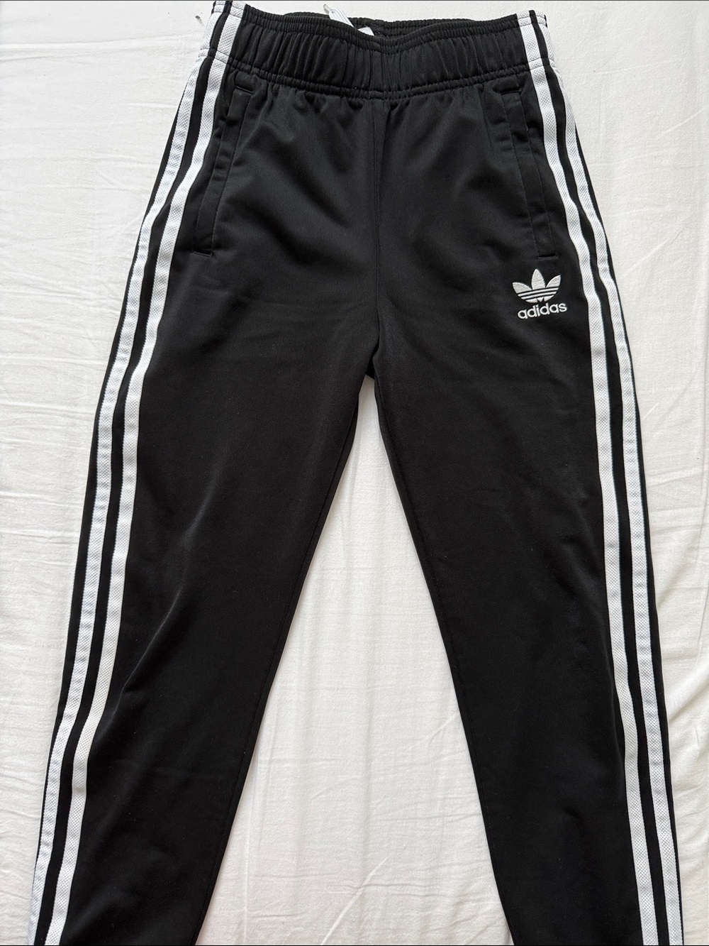 adidas Black Joggers with White Side Stripes and Trefoil